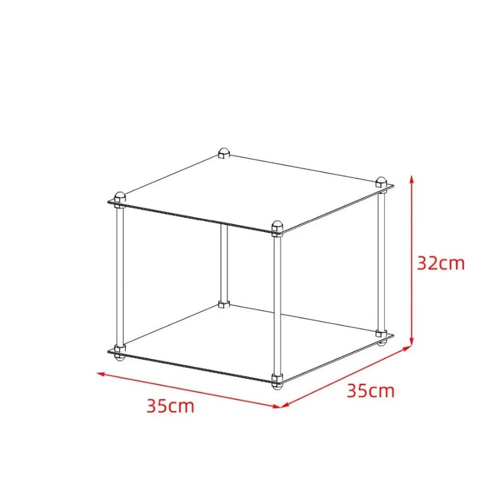 Minimalist Kare Paslanmaz Çelik Yan Sehpa – 2 Katlı Açık Raflı Metal Sehpa, Oturma Odası, Yatak Odası ve Kanepe Yanı İçin