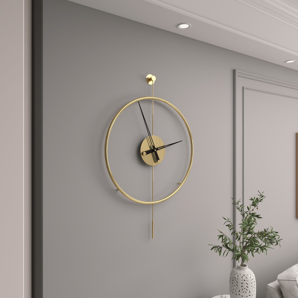 Titanium Gold Krom Duvar Saati 60 cm – görsel 5
