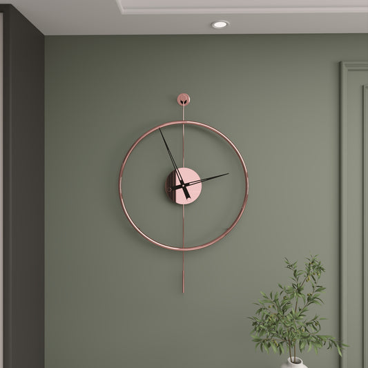 Gunesly Decor Rose Gold Titanium Kaplama Krom Duvar Saati – Lüks Modern Salon Dekoru