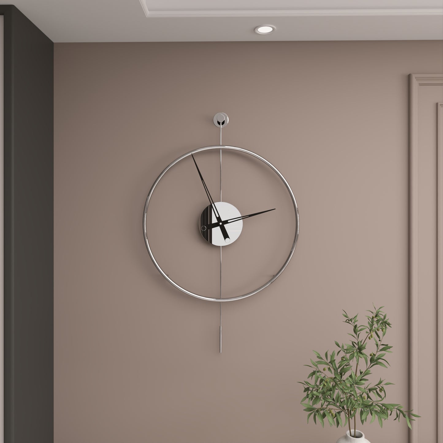 Gunesly Parlak Krom Duvar Saati – Sessiz Quartz Mekanizma, Modern Minimal Dekor