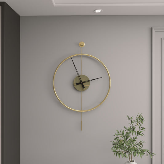 Gunesly Decor Titanium Gold Kaplama Krom Modern Duvar Saati – Minimal Çerçeveli Lüks Tasarım