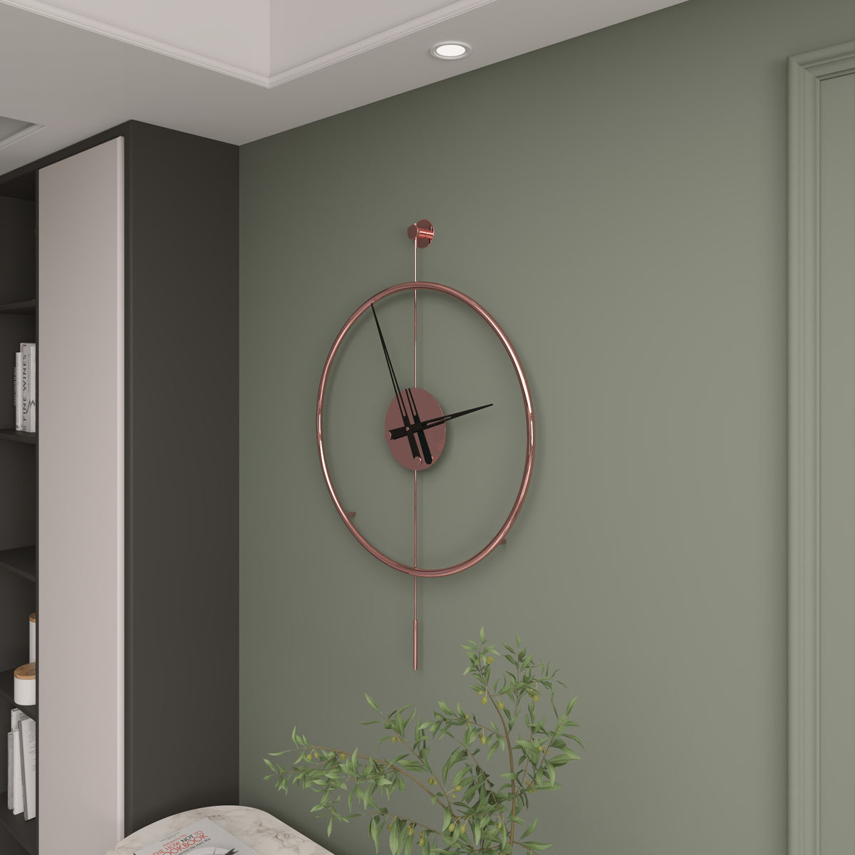 Rose Gold Krom Duvar Saati 60 cm – görsel 2