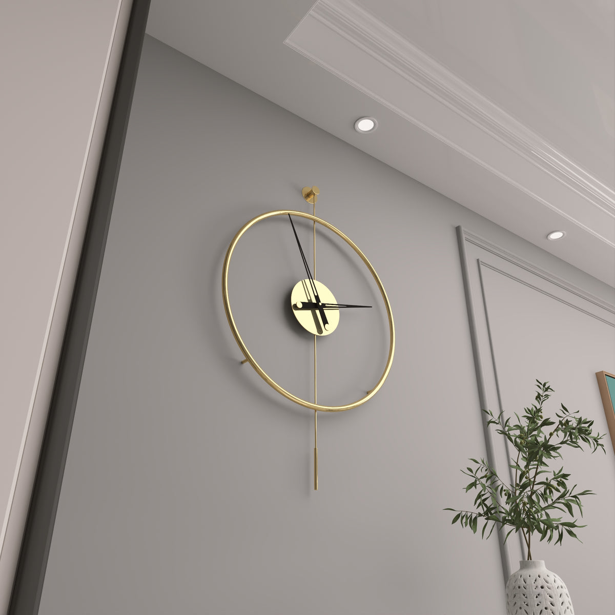 Titanium Gold Krom Duvar Saati 60 cm – görsel 3