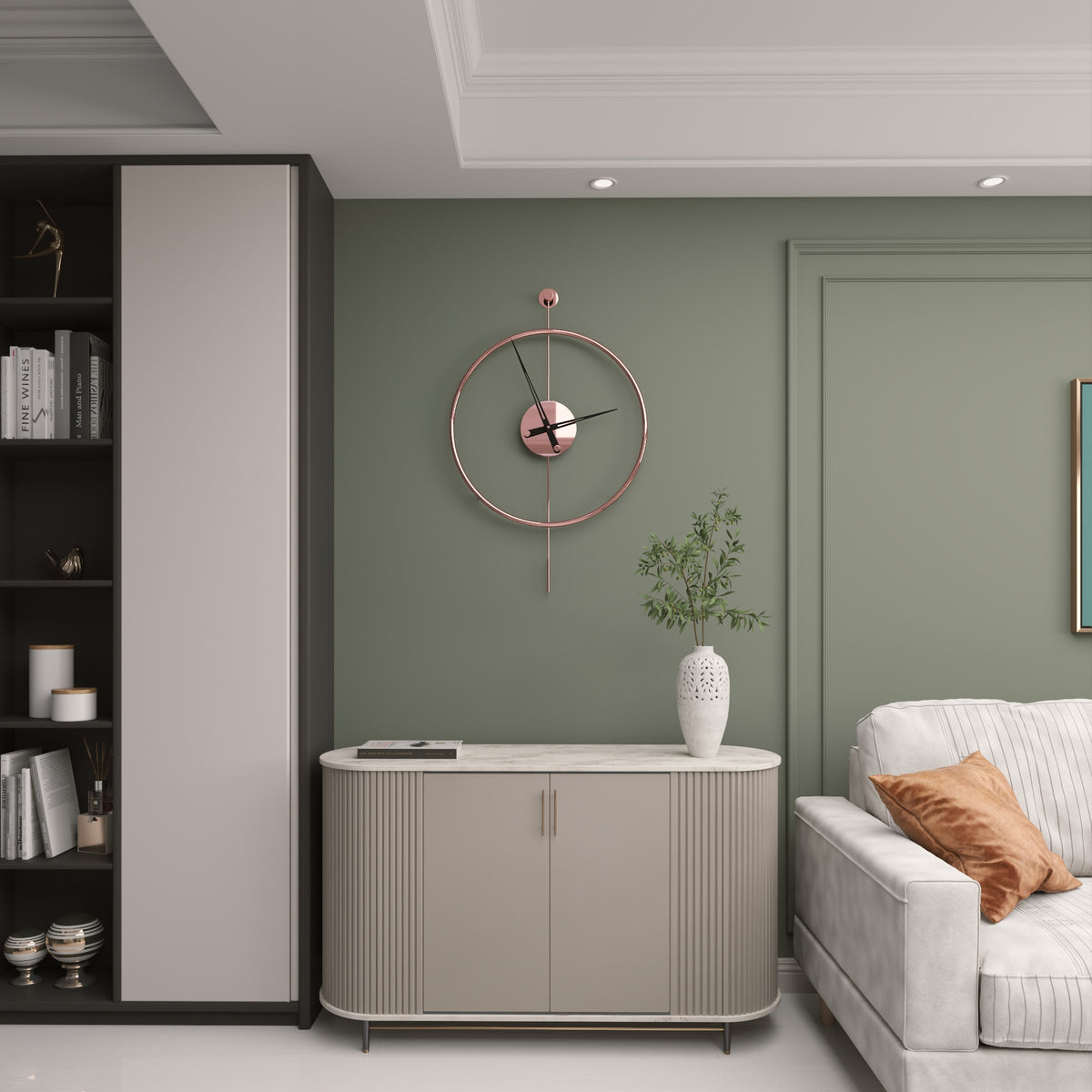 Rose Gold Krom Duvar Saati 60 cm – görsel 4