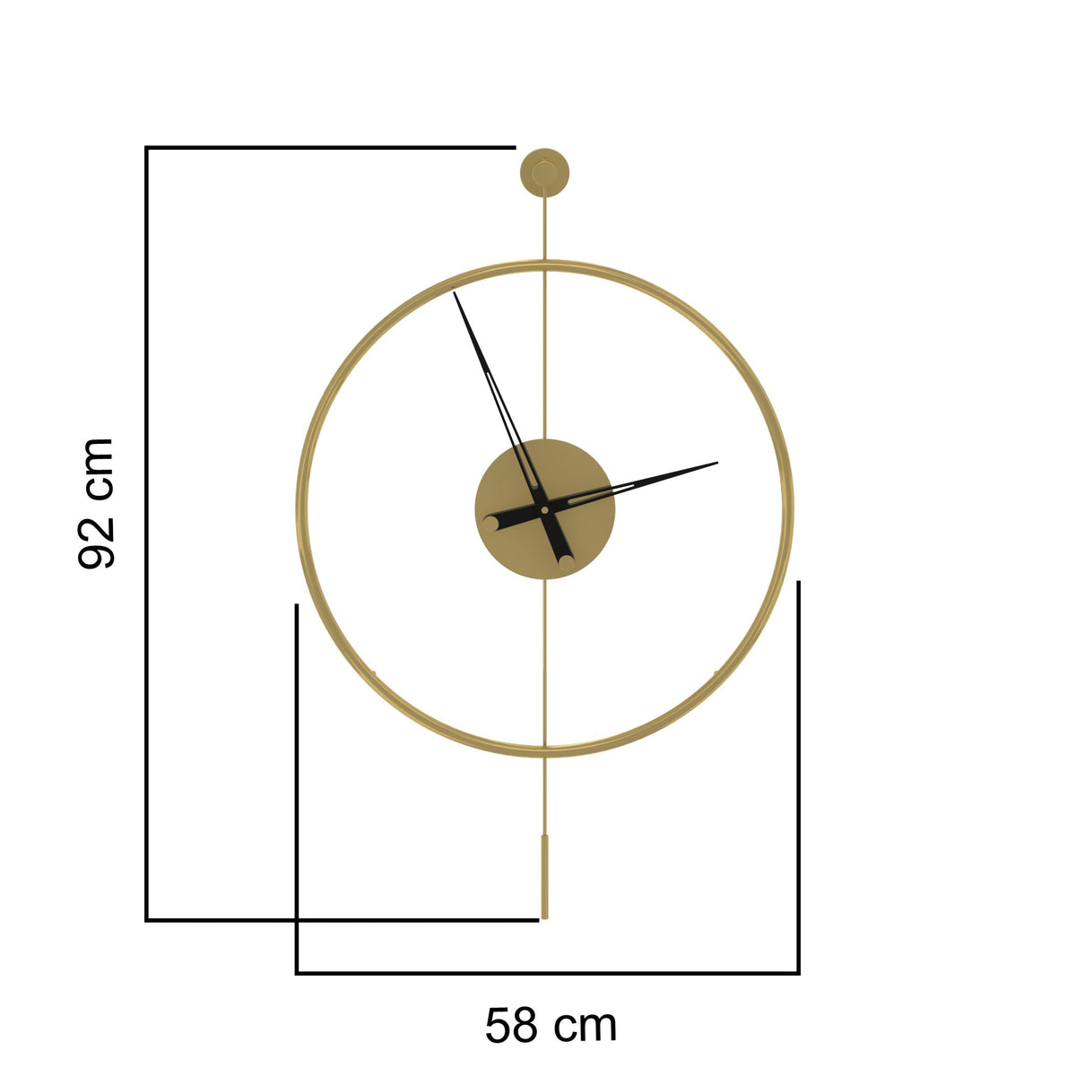 Titanium Gold Krom Duvar Saati 60 cm – ölçüler
