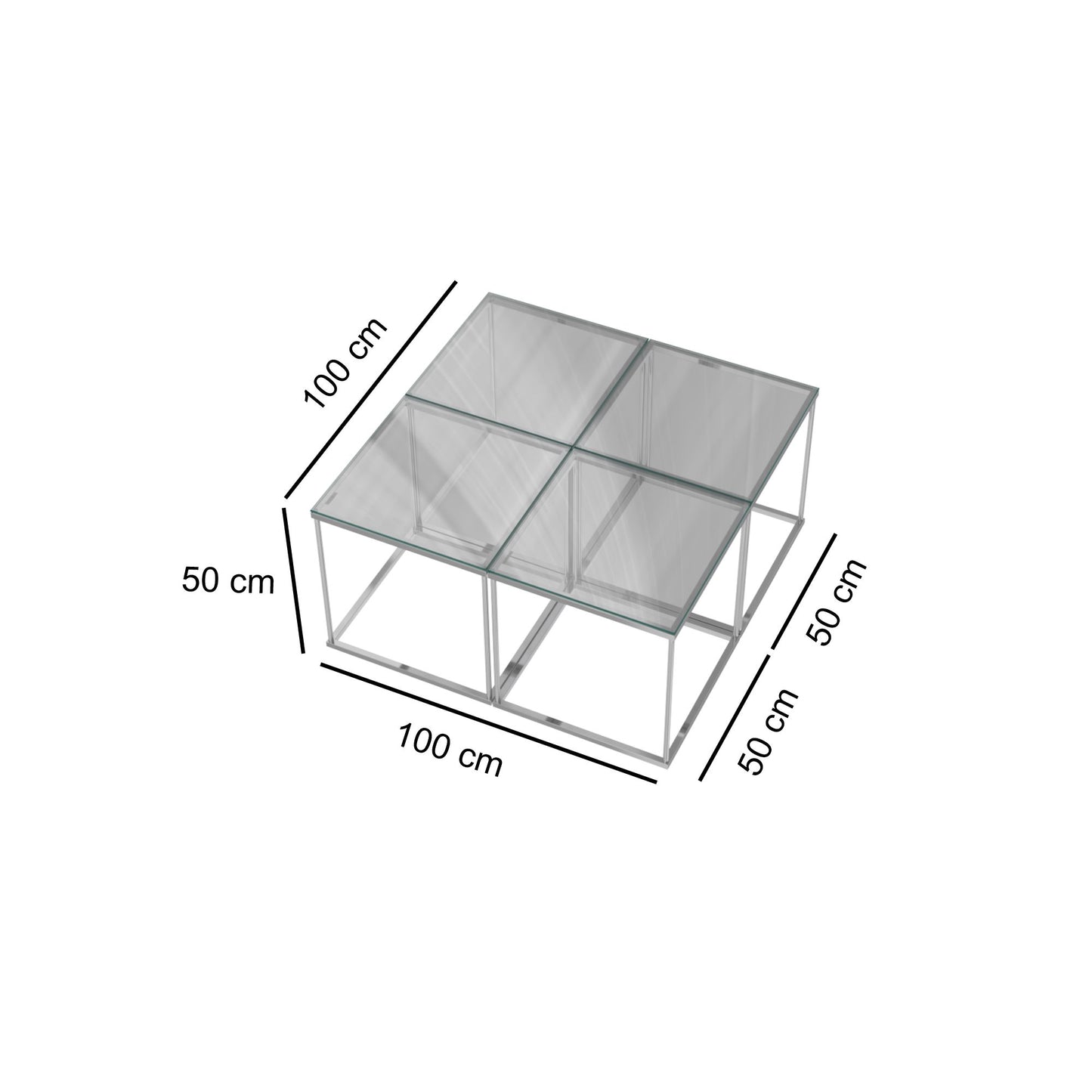 Gunesly Decor  Krom Metal Gövdeli Cam Orta Sehpa – Modern Salonlar İçin Minimal ve Zamansız Tasarım