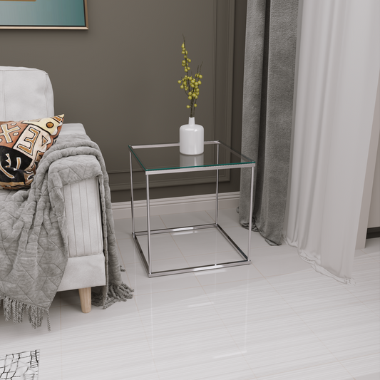 Gunesly Decor  Krom Cam Yan Sehpa – Modern Minimal Metal Tasarım